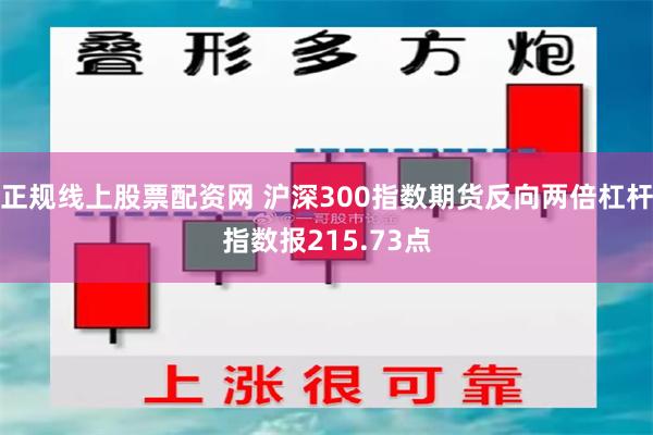 正规线上股票配资网 沪深300指数期货反向两倍杠杆指数报215.73点