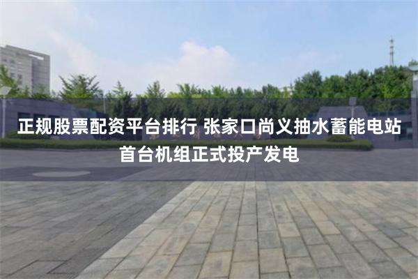 正规股票配资平台排行 张家口尚义抽水蓄能电站首台机组正式投产发电
